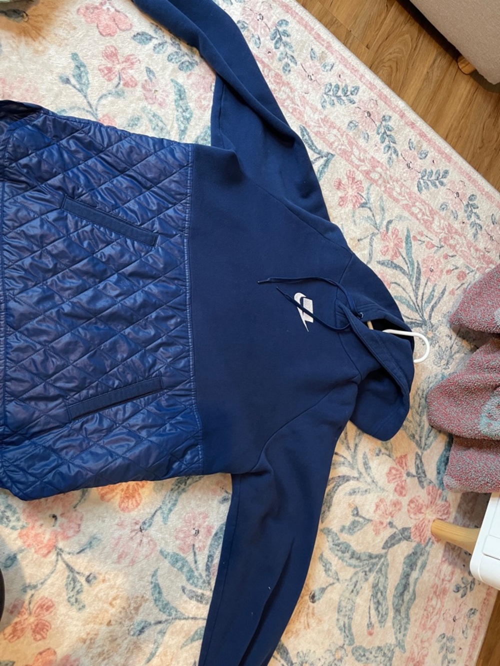 Nike Navy Quilted Panel Hooded Sportswear Pullover